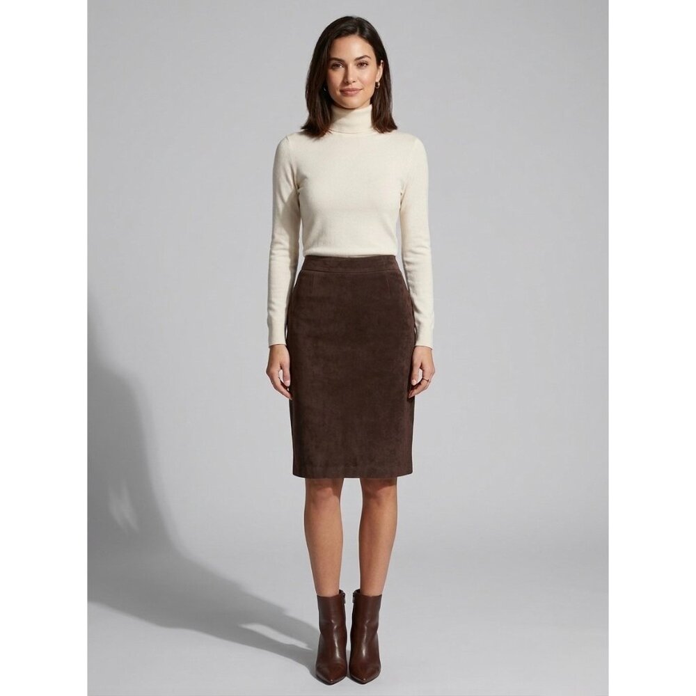 Archival 2003 GAP Blue Label Genuine Suede Column Skirt | Dark Academia Boho VTG - Picture 1 of 16